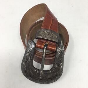 Jennifer Graham Brown Genuine Leather Western Boho Belt Large